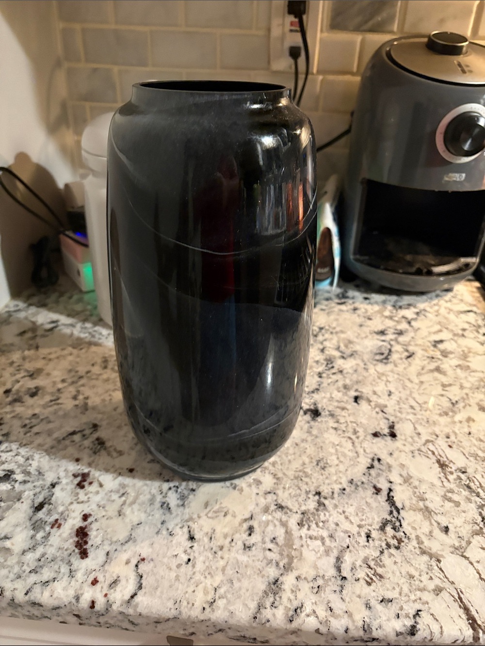 Black Decorative Glass Vase - Sleek Modern Accent